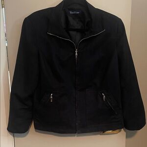 Evan Picone Zip-Front Lightweight Bomber Jacket in Midnight Black